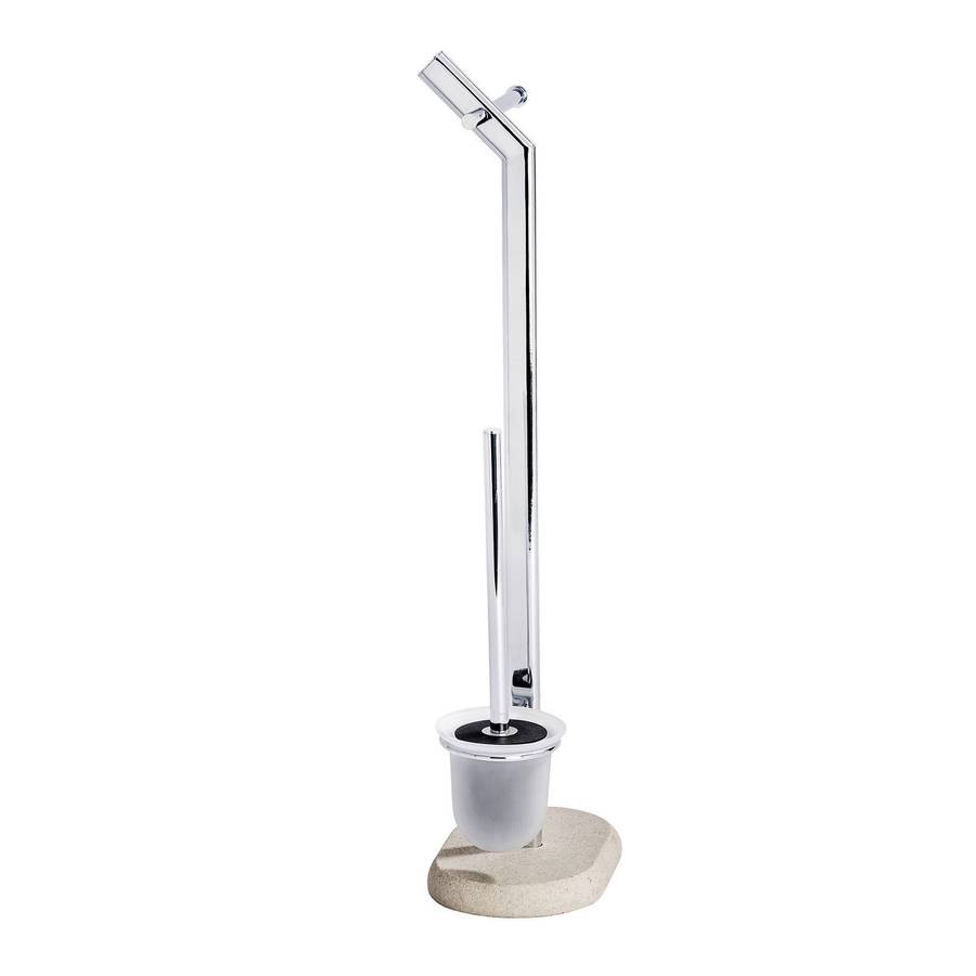 Wenko Freestanding Toilet Brush & Roll Holder Puro Steel/Polyresin Sandstone