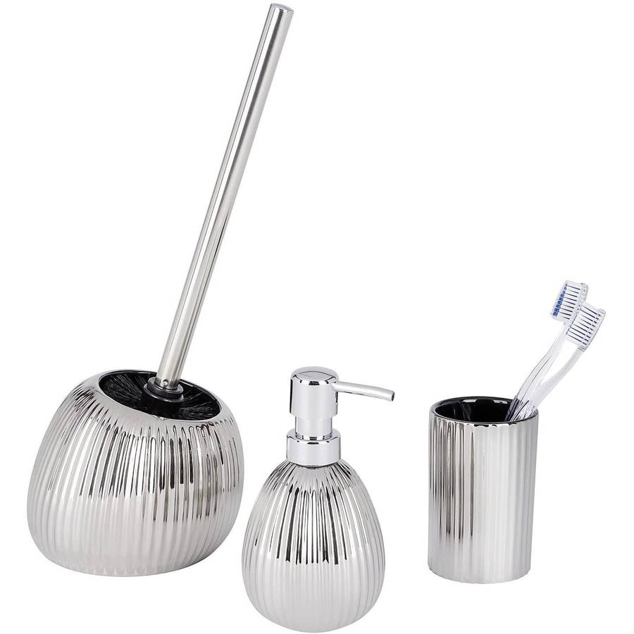 Wenko Toilet Brush Polaris Range Silver Riff Ceramic