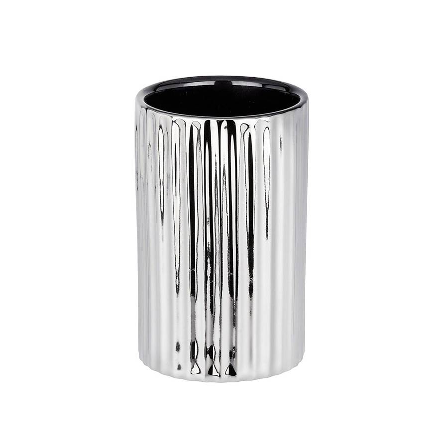 Wenko Toothbrush Tumbler Polaris Range Silver Riff Ceramic