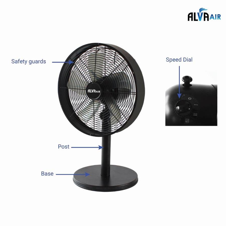 Alva 30cm Drum Desk Fan (Matte Black)