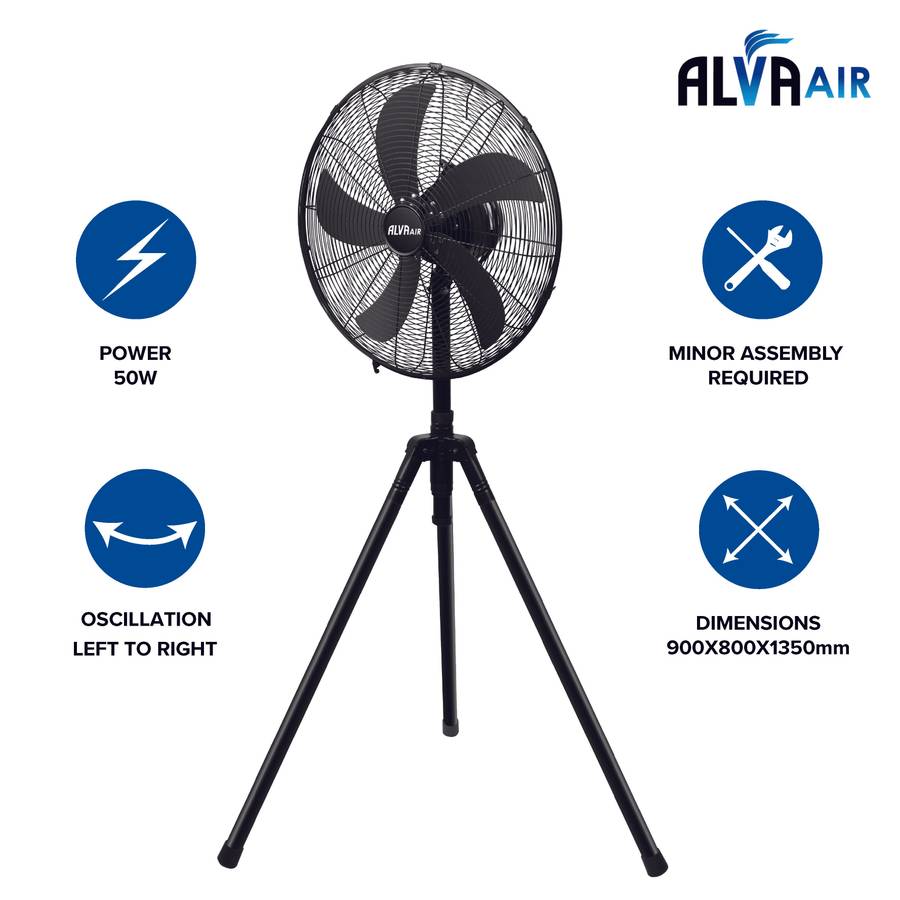 Alva 40cm Tripod Fan (Matt Black)