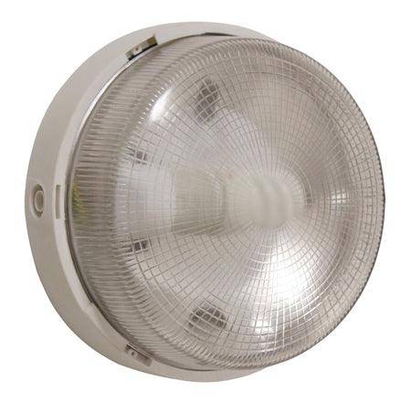 Glass Round Bulkhead White 1x100w