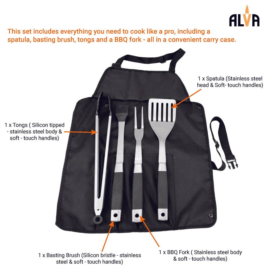Alva 5 Pc Bbq / Braai Roll Up Tool Set
