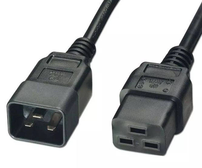 C19 Iec Socket C20 Iec Plug Moulded Lead Black 1.2m Pc Maec19 C20153 Bk2