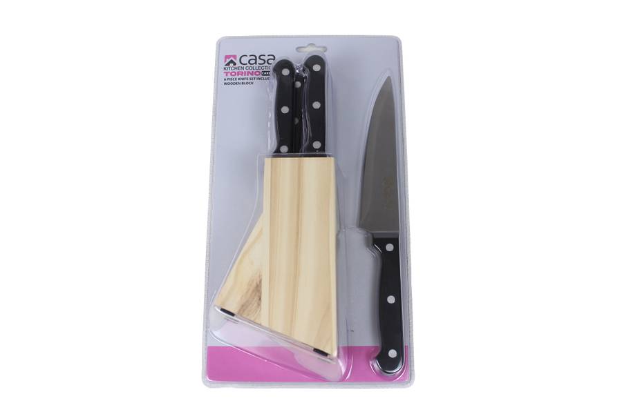 Casa 5 Pc Knife Set & Wooden Block  Torino