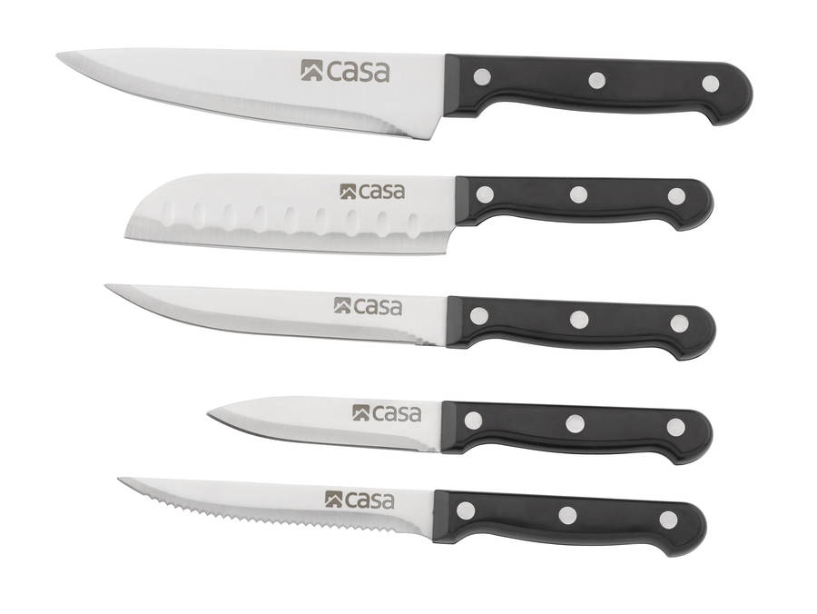 Casa 5 Pc Knife Set & Wooden Block  Torino