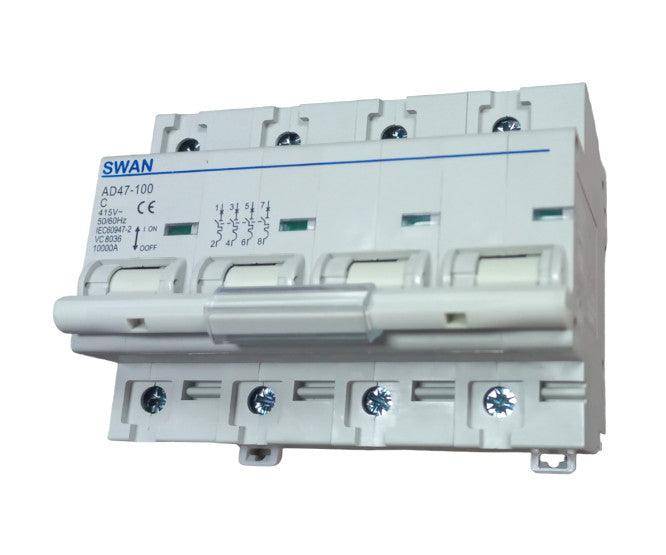 Circuit Breaker Din 100 A 4 P 10 Ka C Curve Cb Ad47 104100