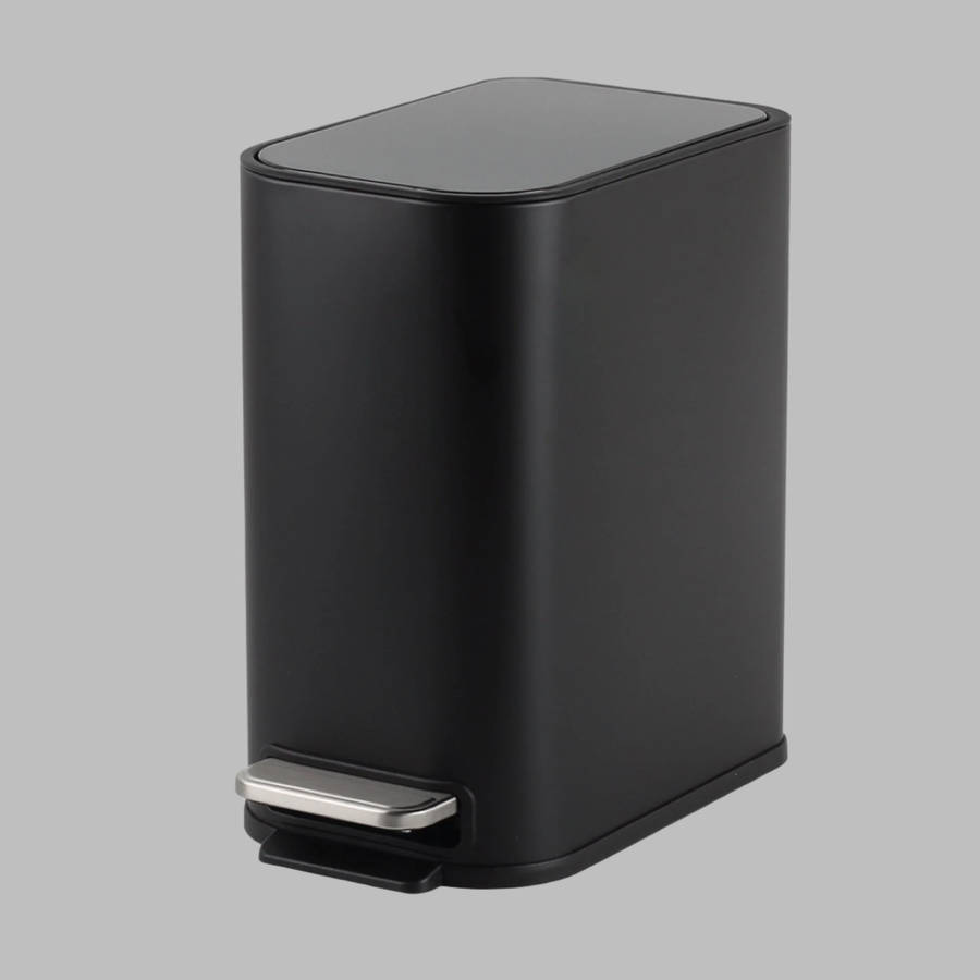 Casa 5 L Slimline Rectangle Steel Pedal Bin Matte Black Trento