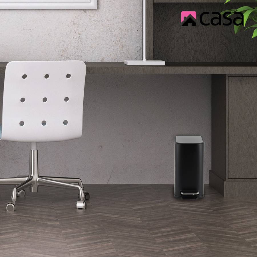 Casa 5 L Slimline Rectangle Steel Pedal Bin Matte Black Trento