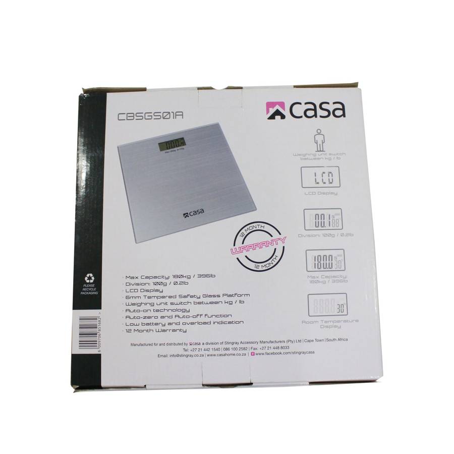 Casa Electronic Bathroom Glass Scale Sparkle