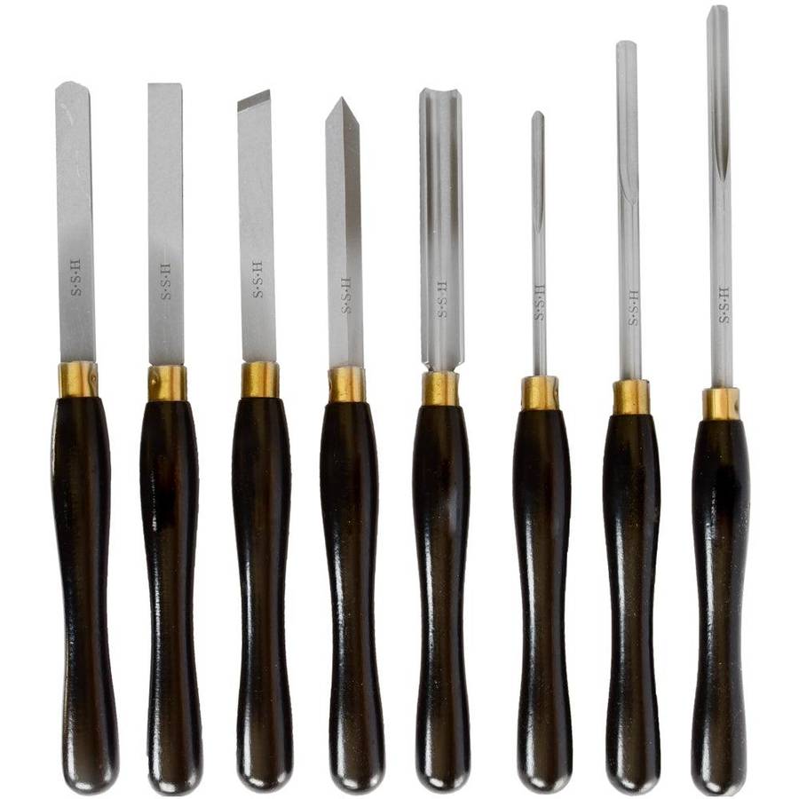 Tork Craft Chisel Set Wood Turning Hss 8 Piece Wooden Case
