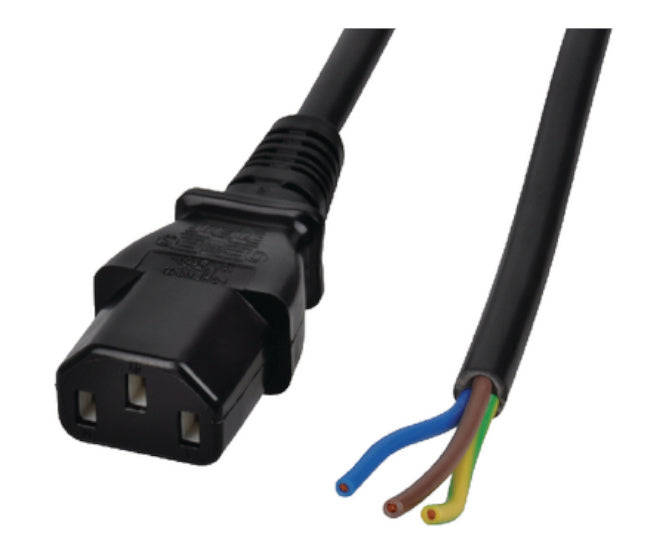 C13 Iec Socket Lead Open End Black 1.7 M Tn28 1.7 Bk See Memo
