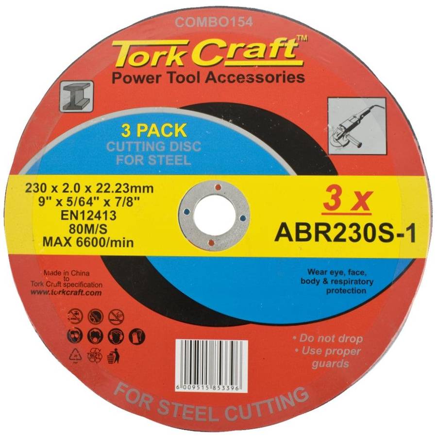 Tork Craft Cutting Disc (3 Pk) Steel 230 X2.0 X22.23 Mm (Abr230 S 1)