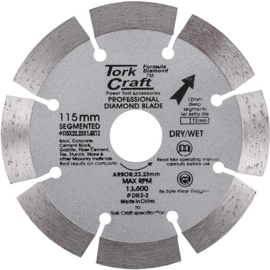 Tork Craft Diamond Blade Segmented 115 Mm With 12 Mm Segments