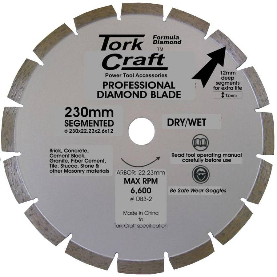 Tork Craft Diamond Blade Segmented 230 Mm For Concrete 12 Mm Deep Segments