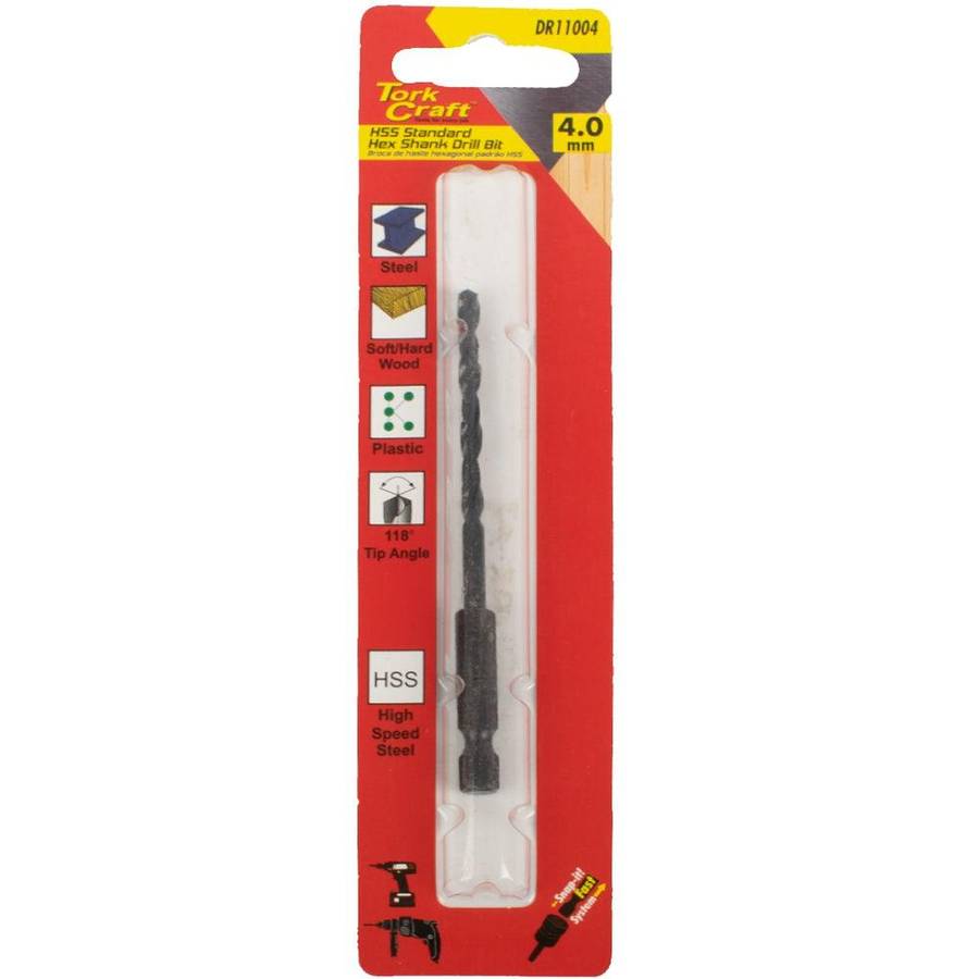 Tork Craft Drill Bit Hss Standard 4.0 Mm Hex Shank 1/Card