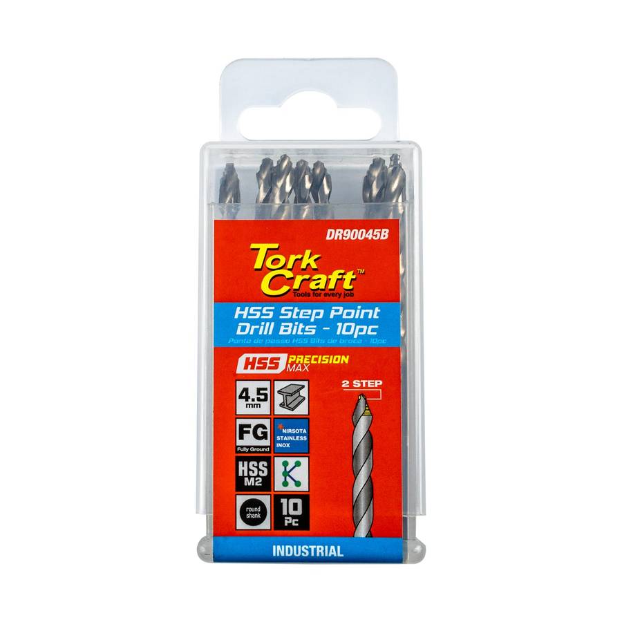 Tork Craft Precision Max Step Point 4.5 Mm Hss Drill 10 Pack