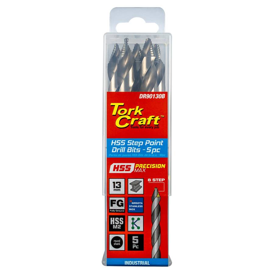 Tork Craft Precision Max Step Point 13.0 Mm Hss Dril 5 Pack