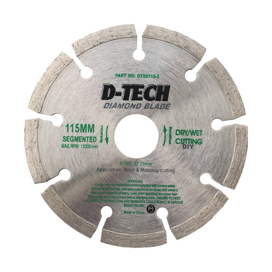D Tech Diamond Blade Segmented 115 X22,23 Cement Brick/Paving