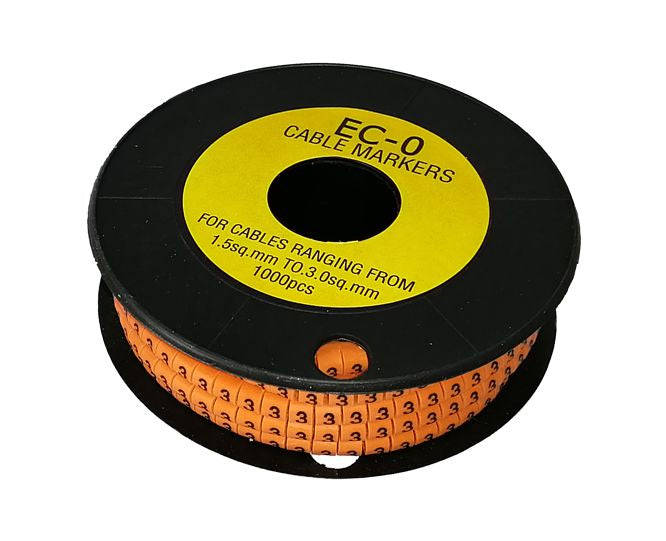 Cable Marker 3 Orange Od 1.5 3mm2 Ec Type 190560(ec 0 3)