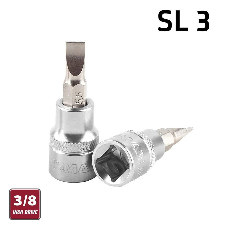 Fixman Fixman 3/8' Dr.Bit Socket Sl3 Slotted Screwdriver Bit