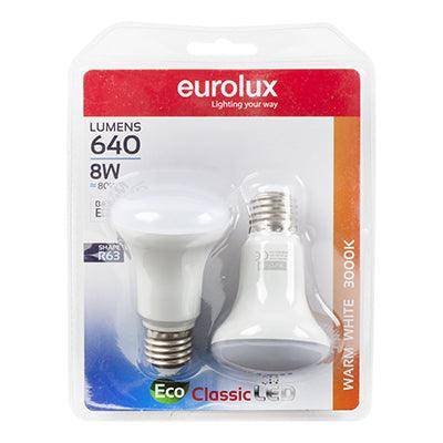 Reflector R63 Classic 8w Led E27 3000 K Twin Pack Box N