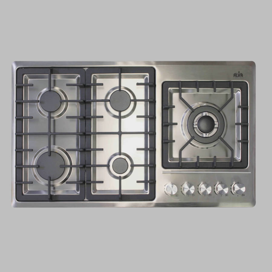 Alva 90cm 5 Burner Gas Hob Stainless Steel