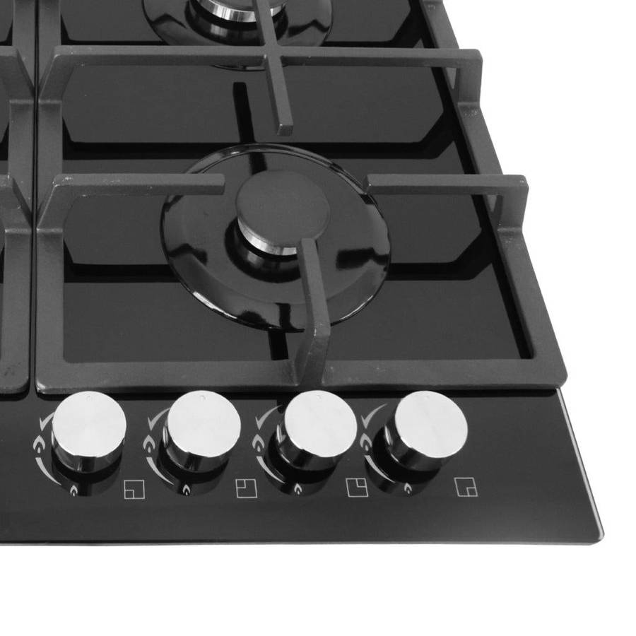 Alva 60cm 4 Burner Gas Hob Glass Top