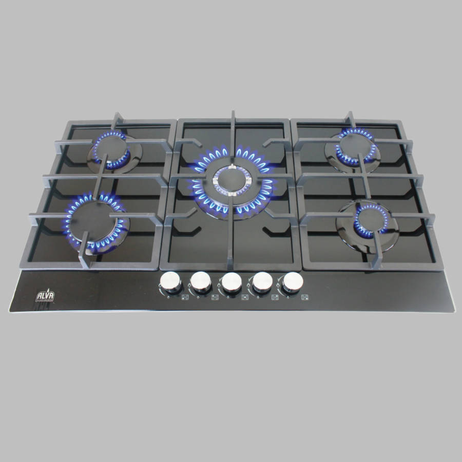 Alva 90cm 5 Burner Gas Hob Glass Top