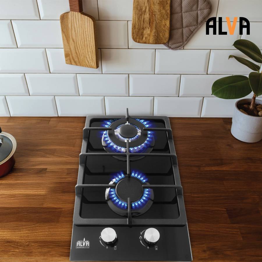 30cm 2 Burner Gas Hob Glass Top