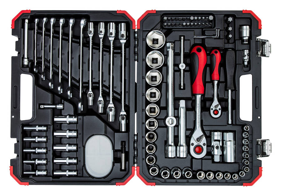 Socket Set Ged Red 1/4``+1/2`` 92 Pce