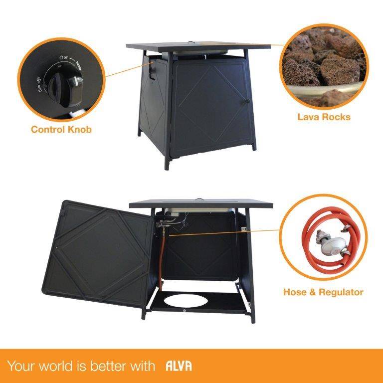 Alva Gas Firetable With Lava Rocks & Lid