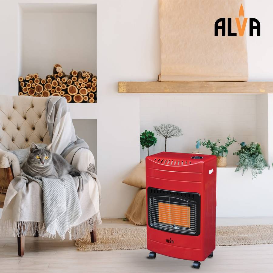 Alva 3 Panel Luxurious Infrared Radiant Indoor Gas Heater Red