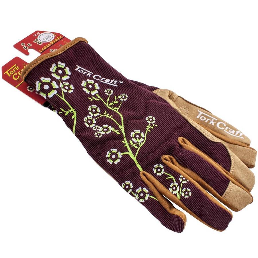 Tork Craft Ladies Slim Fit Small Garden Gloves Maroon