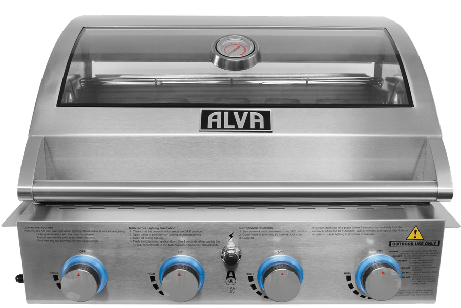 Alva Mojave 4 Burner Glass Hood Drop In Gas Bbq