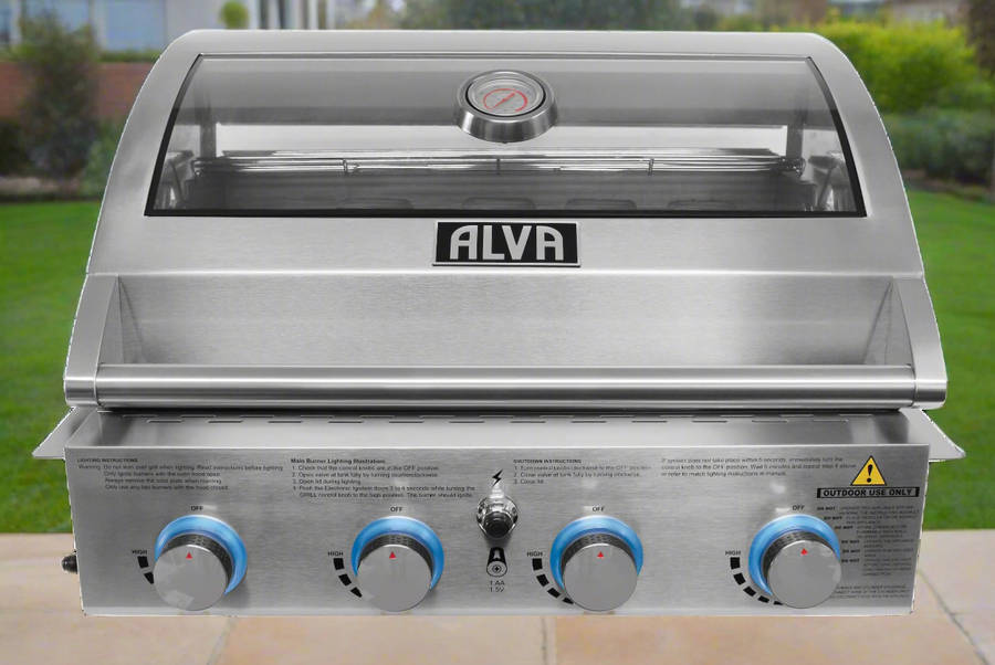 Alva Mojave 4 Burner Glass Hood Drop In Gas Bbq