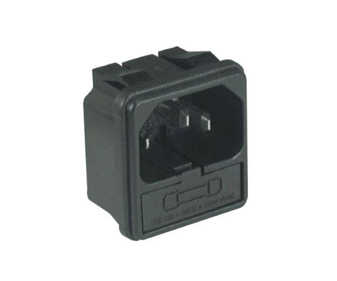 C14 Iec Plug Adapter Press Fit + Fuse Holder K24132