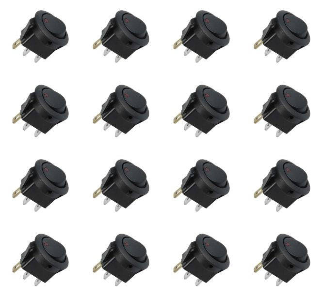 Round Rocker Switch Spst W/Led Red 100/Pcs Kcd1 8 101 Ne