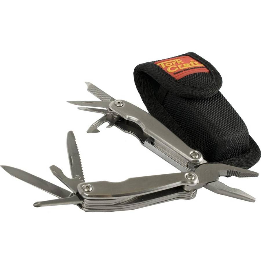 Tork Craft Multitool Silver Mini With Led Light With Nylon Pouch In Blister