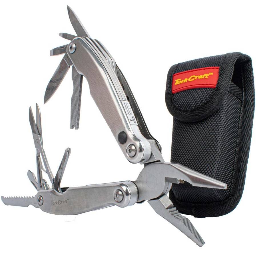 Tork Craft Multitool Silver With Led Light & Nylon Pouch In Blister