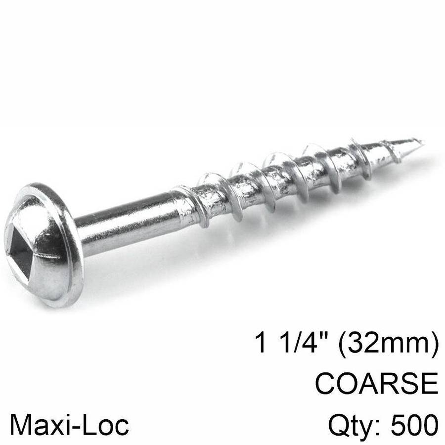 Kreg Kreg Zinc Pocket Hole Screws 32 Mm 1.25' #8 Coarse Thread Mx Loc 500 Ct