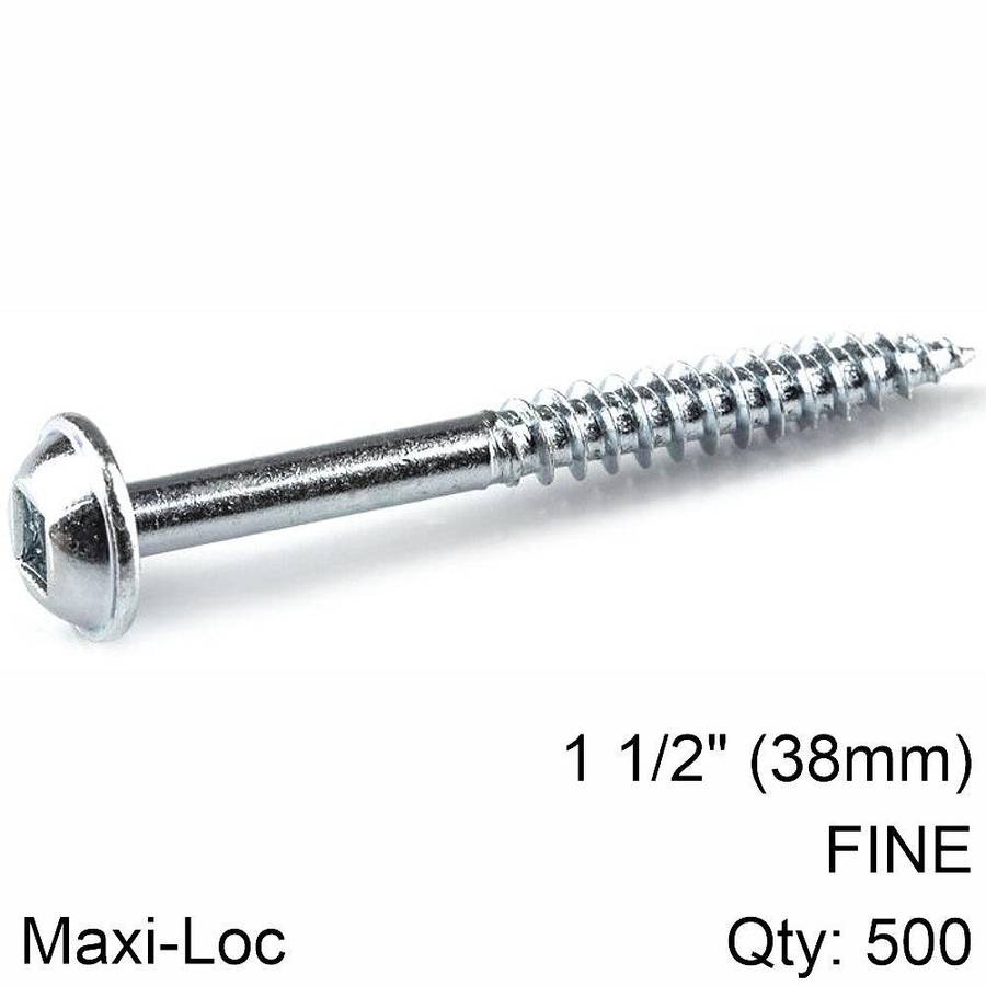 Kreg Kreg Zinc Pocket Hole Screws 38 Mm 1.50' #7 Fine Thread Mx Loc 500 Ct