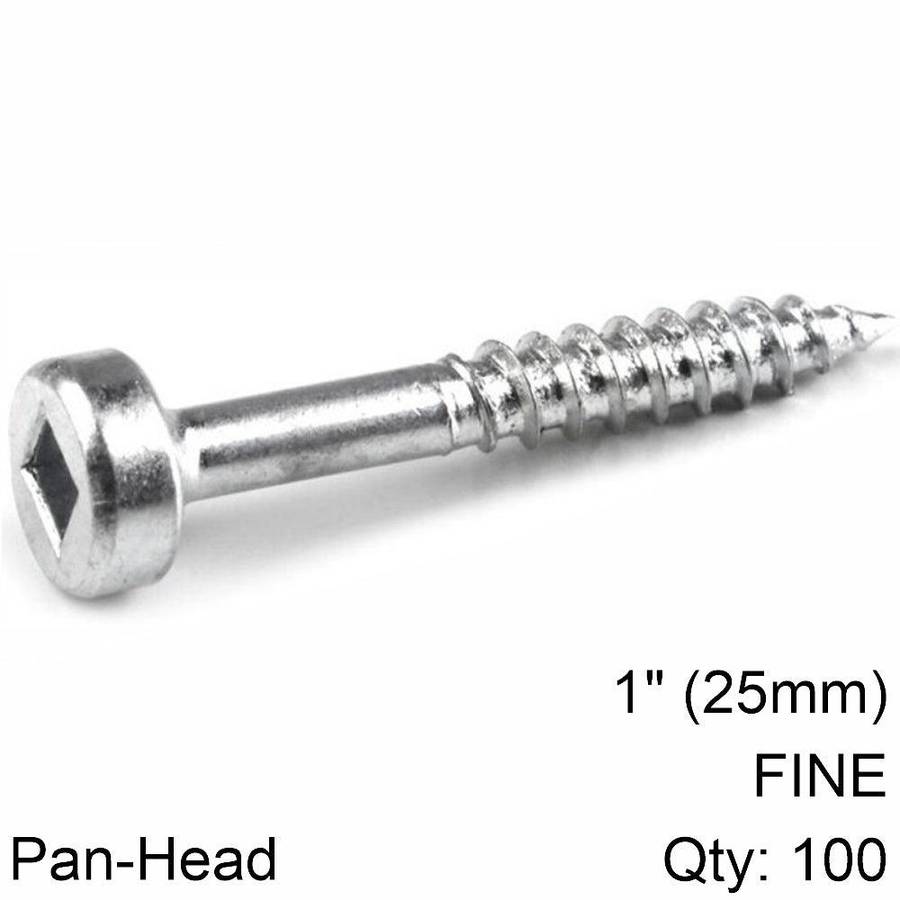 Kreg Kreg Zinc Pocket Hole Screws 25 Mm 1.00' #6 Fine Thread Pan Head 100 Ct