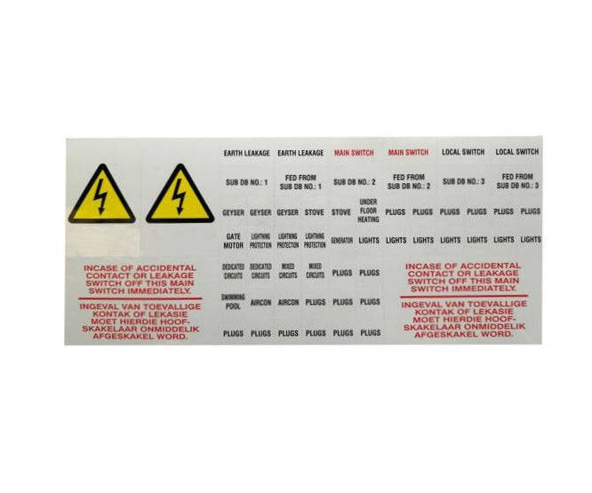 Distribution Board Self Adhesive Label 218x95mm La Db Label