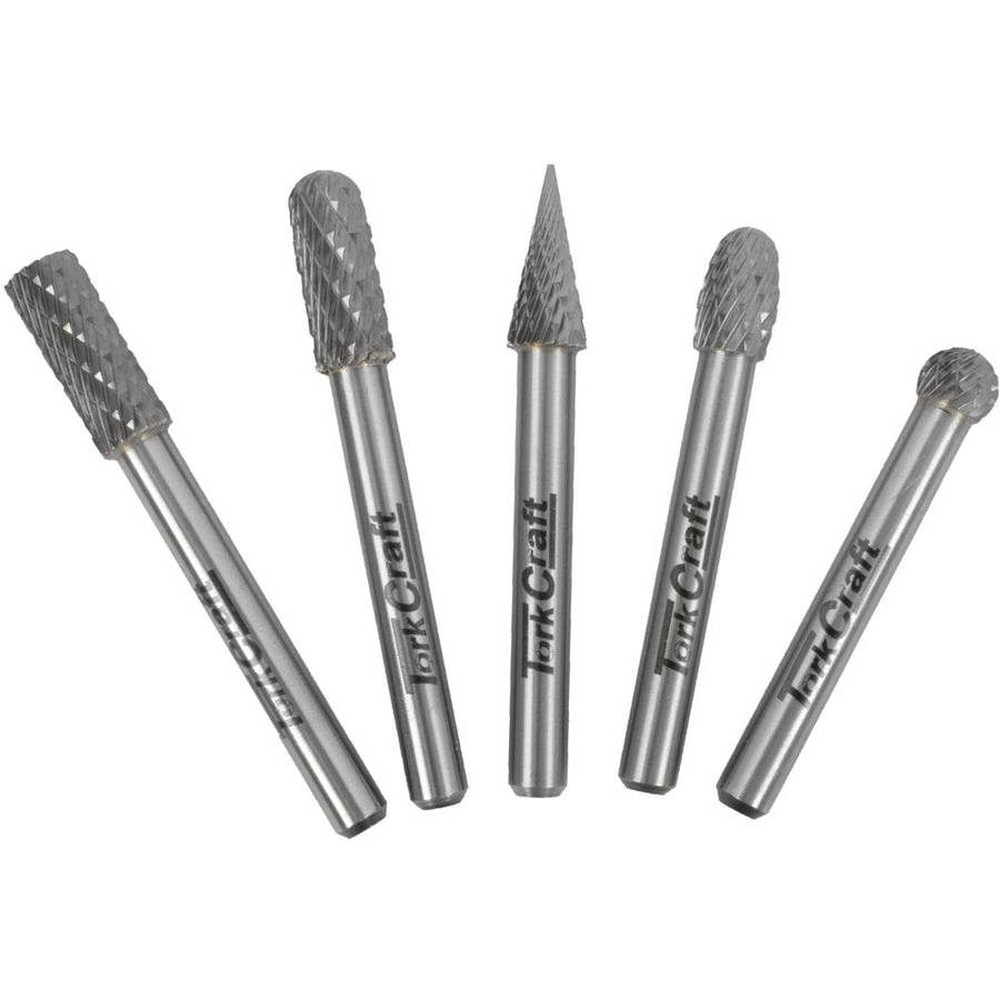 Tork Craft Rotary Burr Set 5 Pc Asstd 8 Mm Dia Tungsten