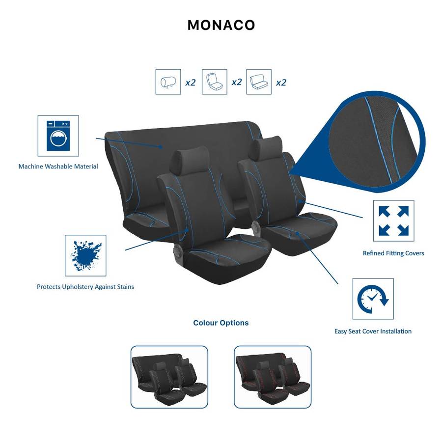 Stingray Monaco 6 Pc Car Seat Cover Set