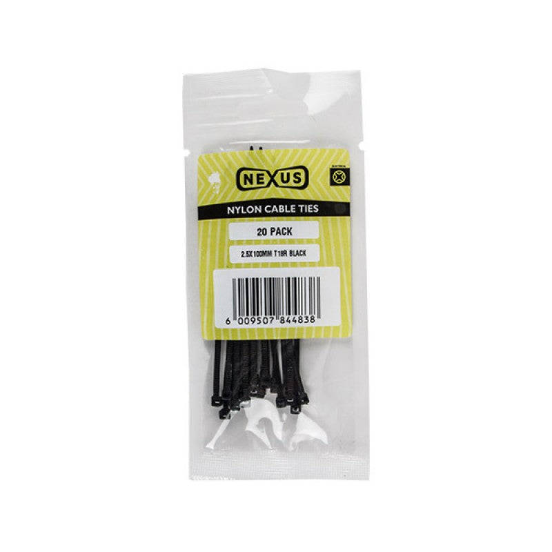 Nexus Cable Ties T18 R 2.5 Mmx100 Mm White 20 Pack