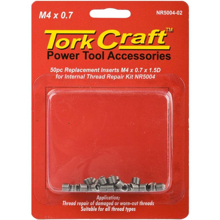 Tork Craft Thread Repair Kit M4 X 0.7 X1.5 D Repl. Inserts For Nr5004