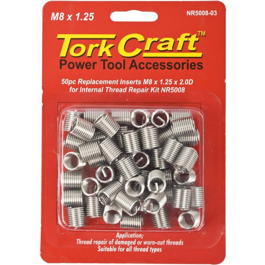 Tork Craft Thread Repair Kit M8 X 1.25 X 2.0 D Repl. Inserts For Nr5008