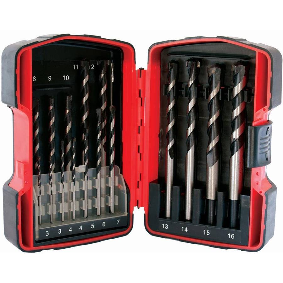 Tork Craft Masonry Drill Bit Set 16 Pc 3 16mm In Plastic Case